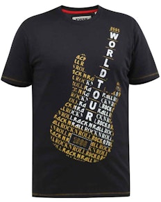 D555 Owen World Tour Gitarren-Print-T-Shirt in verwaschenem Schwarz